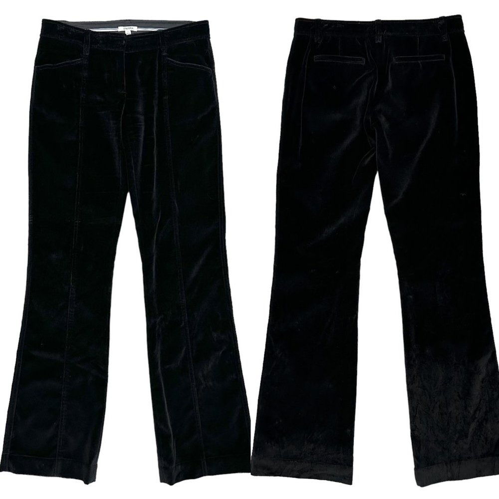 Generra Low-Rise Front Seam Velvet Bootcut Flare Trouser Pants in Black Size 2